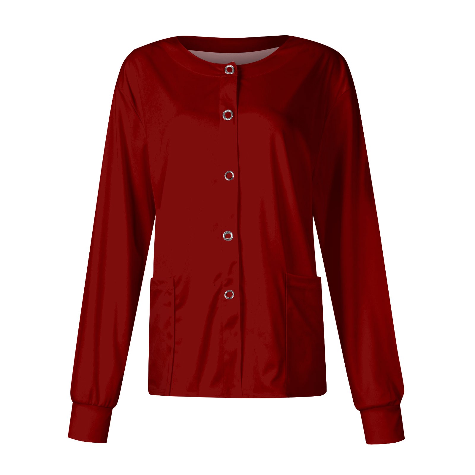 Medical Lab Uniform - Women Long Sleeve Pocket Working Stand-Up
