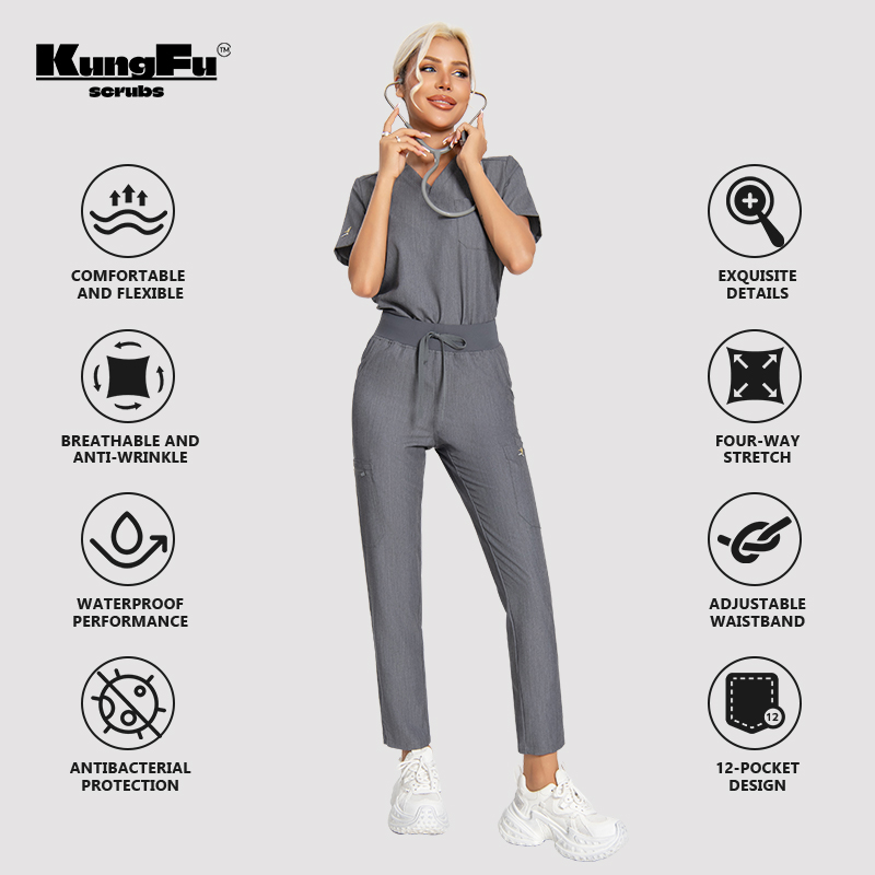 KUNGFU SCRUBS Women Nurse Scru - đánh giá và giá Medical Lab Uniform